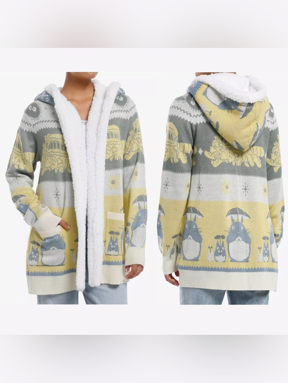 Her Universe Studio Ghibli My Neighbor Totoro Fair Isle Sherpa Cardigan Sz MD
